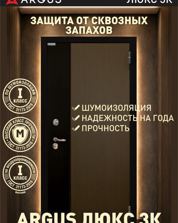 Аргус Люкс 3К (повышенная шумоизоляция) — входная дверь, Argushop