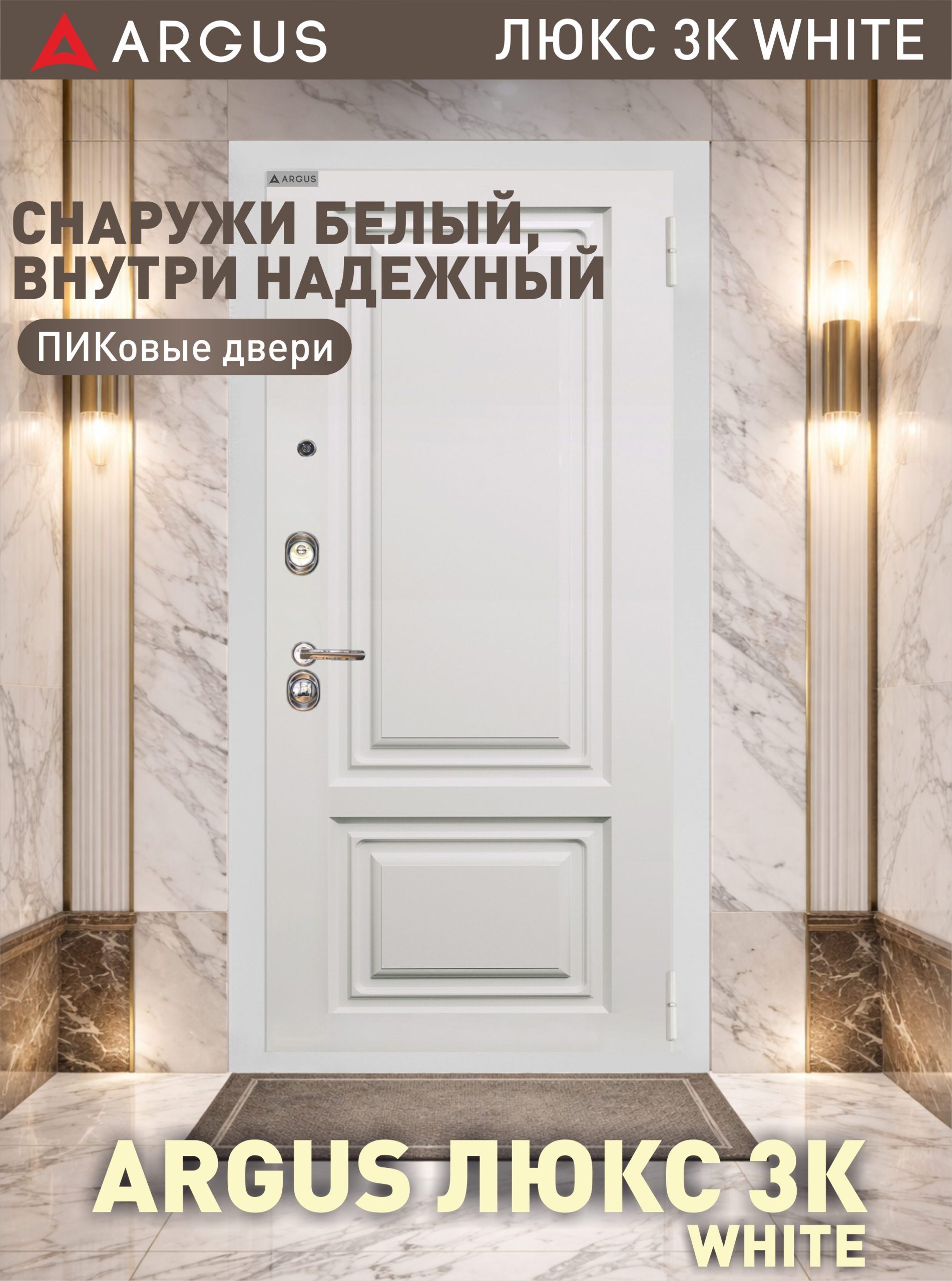 Аргус Люкс 3К WHITE (ПИКовые двери) — фото двери и конструкции
